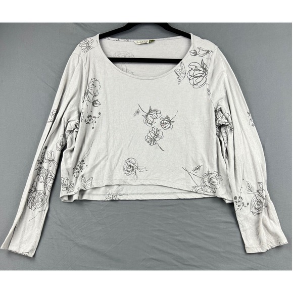 Chalet Et Ceci Tops - Chalet et ceci Top Womens Medium Floral Long Sleeve Crop Gray Made in USA Exc